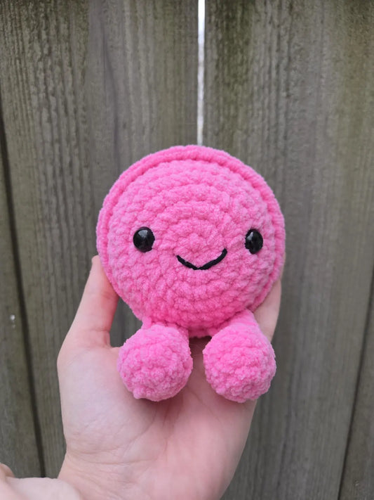Handmade Pink Crochet Macaron Plushie - Kawaii Amigurumi Food Toy - Soft Stuffed Macaron Decor
